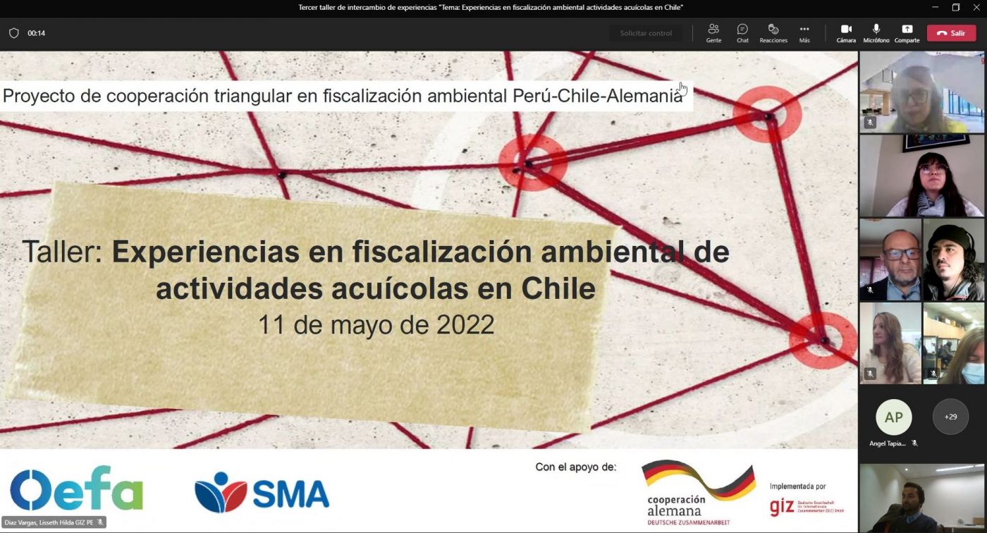 Proyecto de cooperación triangular en fiscalización y cumplimiento ambiental Chile-Perú-Alemania realizó Tercer Taller sobre experiencias en fiscalización ambiental actividades acuícolas en Chile