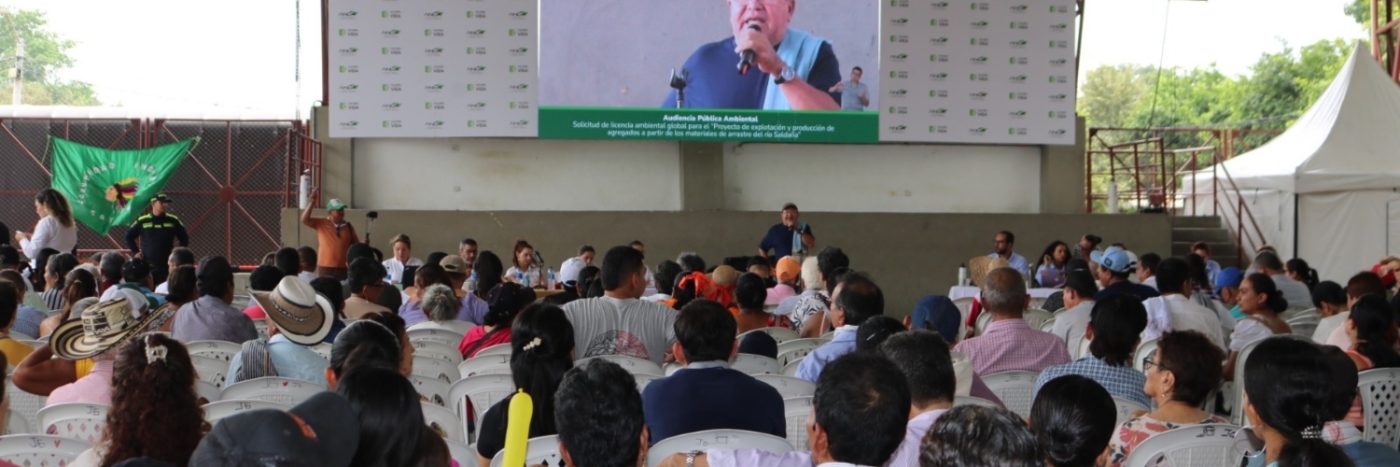 Más de 700 personas asistieron a la Audiencia Pública Ambiental para el trámite de evaluación de Licencia Ambiental Global del proyecto “Explotación y producción de agregados a partir de los materiales de arrastre de río Saldaña”, en Saldaña, Tolima